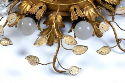 Pair of Lovely Flush Mount Ceiling Light by Banci Firenze Italy circa 1970s