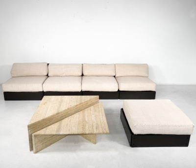 Pair of Low Triangular Travertine Tables Up Up 1970s