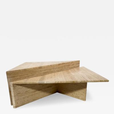 Pair of Low Triangular Travertine Tables Up Up 1970s