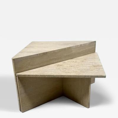 Pair of Low Triangular Travertine Tables Up Up 1970s