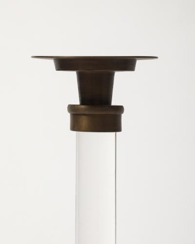 Pair of Lucite and Bronze Candlesticks 20th C