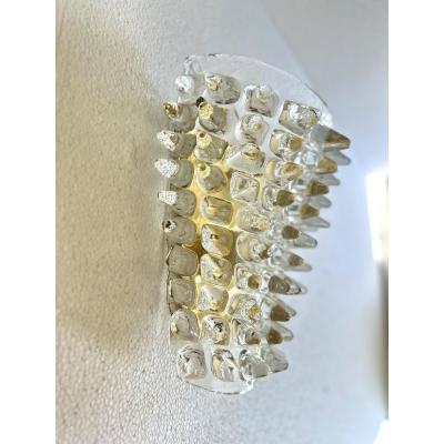 Pair of Luxury Italian Spikes Murano Glass Scenographic Wall Sconces