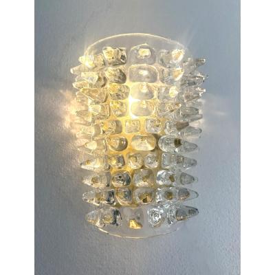 Pair of Luxury Italian Spikes Murano Glass Scenographic Wall Sconces