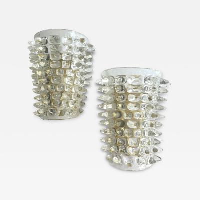 Pair of Luxury Italian Spikes Murano Glass Scenographic Wall Sconces