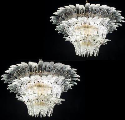 Pair of Luxury Murano Palmette Chandelier 1970s