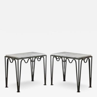Pair of M andre Verdigris and Marble Side or End Tables by Design Fr res