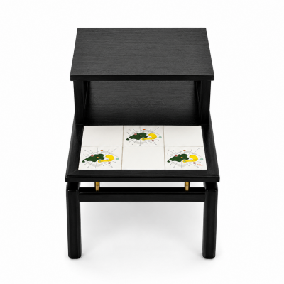 Pair of MCM Ebonized Wood End Tables with The Tilers Ceramic Tiles C 1960 