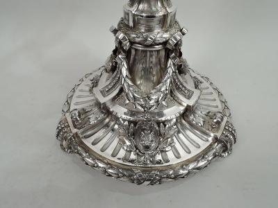 Pair of Magnificent French Neoclassical Silver 7 Light Candelabra