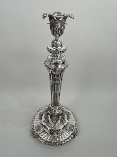 Pair of Magnificent French Neoclassical Silver 7 Light Candelabra