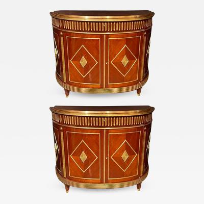 Pair of Mahogany Demilune Servers Commodes Nightstands Russian Neoclassical