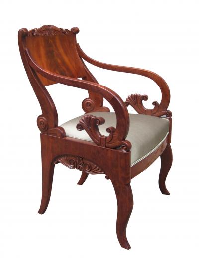 Pair of Mahogany Empire Armchairs