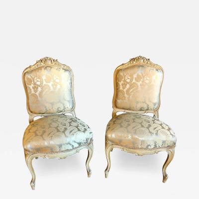 Pair of Maison Jansen Slipper Chairs in Scalamandre Upholstery in Fine Frames