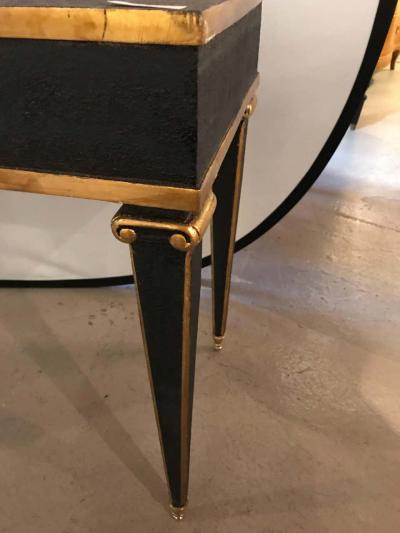 Pair of Maison Jansen Style End Table in Leather Top and Bronze Mounted Legs