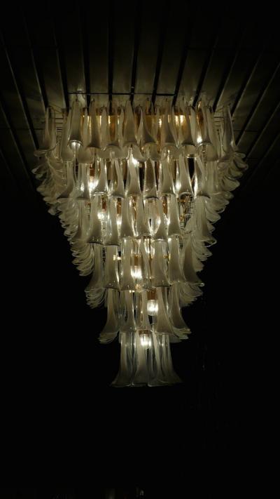 Pair of Majestic Flush Mount Petal Murano Chandeliers