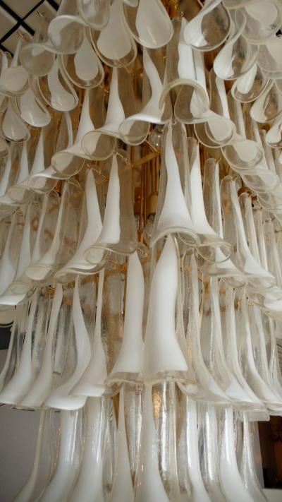 Pair of Majestic Flush Mount Petal Murano Chandeliers