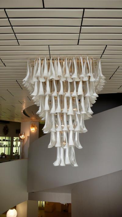Pair of Majestic Flush Mount Petal Murano Chandeliers