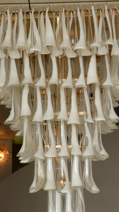 Pair of Majestic Flush Mount Petal Murano Chandeliers