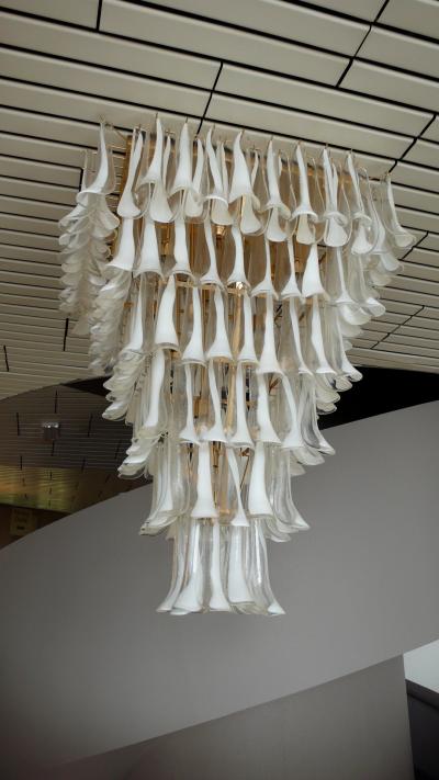 Pair of Majestic Flush Mount Petal Murano Chandeliers