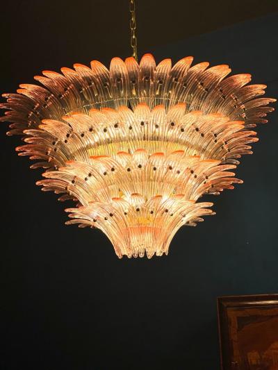 Pair of Majestic Pink Murano Palmette Chandelier