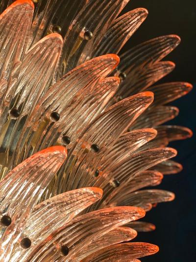 Pair of Majestic Pink Murano Palmette Chandelier