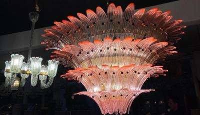 Pair of Majestic Pink Murano Palmette Chandelier