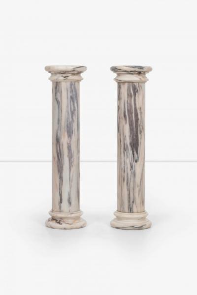 Pair of Marble Architectural Display Columns in Calacatta Pink Quarried in Italy