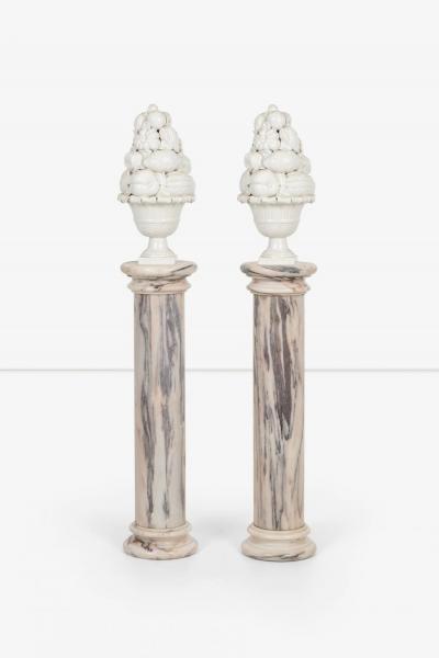 Pair of Marble Architectural Display Columns in Calacatta Pink Quarried in Italy