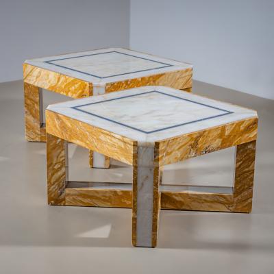 Pair of Marble Coffee Tables Italy Mid 20th Century