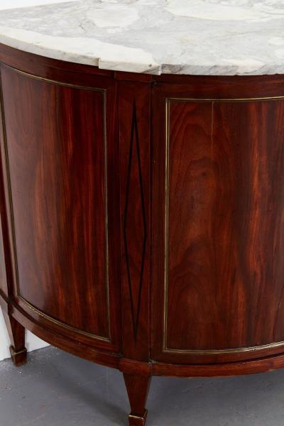 Pair of Marble Top Demilune Baltic Commodes