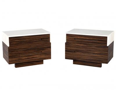 Pair of Marble Top Macassar End Tables