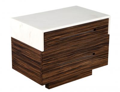 Pair of Marble Top Macassar End Tables