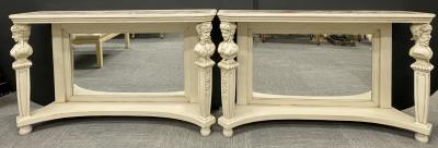 Pair of Marble Top Painted Pier Console Tables