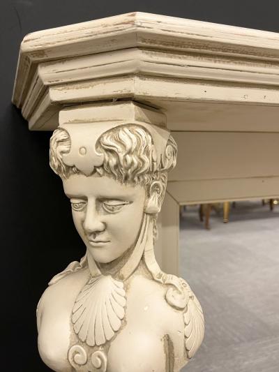 Pair of Marble Top Painted Pier Console Tables