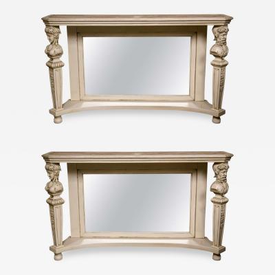 Pair of Marble Top Painted Pier Console Tables