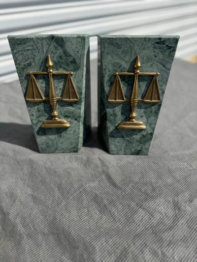 Pair of Marble and Brass Scales of Justice Bookends