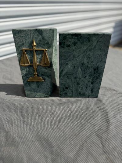 Pair of Marble and Brass Scales of Justice Bookends