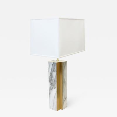 Pair of Marble lamp fluted bronze accent Designed by James Devlin Studio 