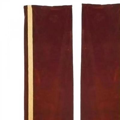 Pair of Maroon Velvet Metallic Thread Narrow Drapes