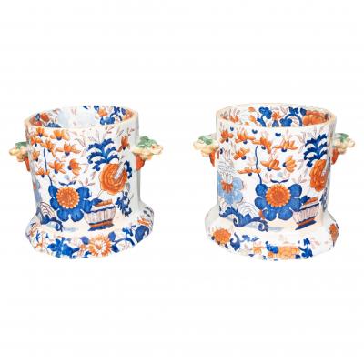 Pair of Masons Ironstone Imari Pattern Cache Pots