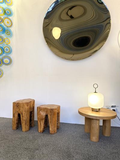Pair of Massive Walnut Wood Side Tables France 1960s