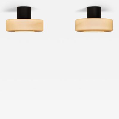 Pair of Matte Opal Glass Ceiling Lamps The Netherlands 1960s