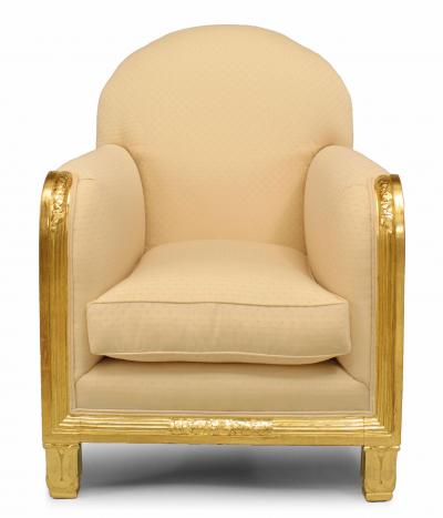 Pair of Maurice Dufrene French Art Deco Gilt Club Chairs