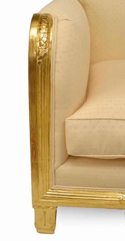 Pair of Maurice Dufrene French Art Deco Gilt Club Chairs