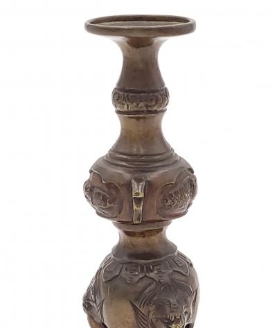 Pair of Meiji Bronze Candlesticks Japan circa 1880