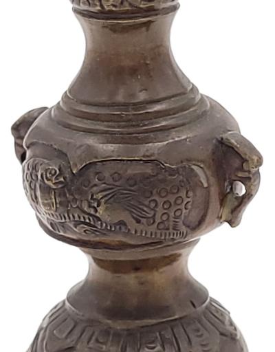 Pair of Meiji Bronze Candlesticks Japan circa 1880