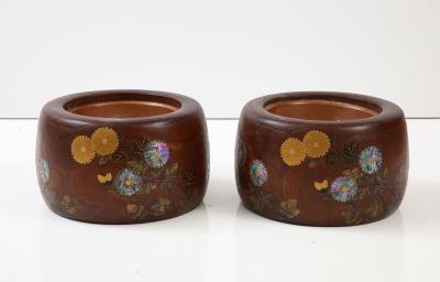 Pair of Meiji period hibachis