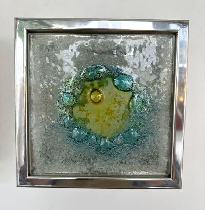 Pair of Metal Chrome Box Sconces Bubble Glass Netherland 1970s