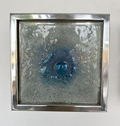 Pair of Metal Chrome Box Sconces Bubble Glass Netherland 1970s