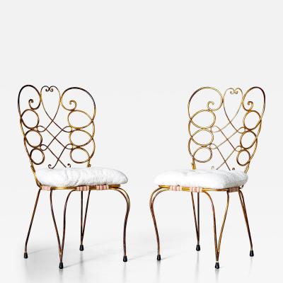 Pair of Metal Side Chairs by Gio Ponti for Casa e Gardino Italy 1950s