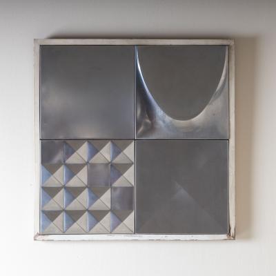 Pair of Metal Tiles Signed arfo Probably Italy Mid 20th Century